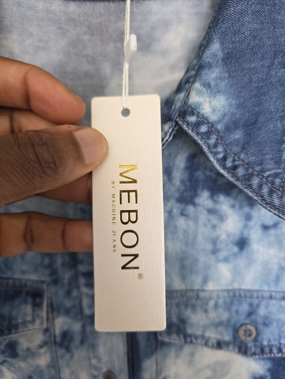 Mebon Women Tie Dye Denim Romper Blue Button Up Sz L Utility Style Long Sleeve - Picture 5 of 11